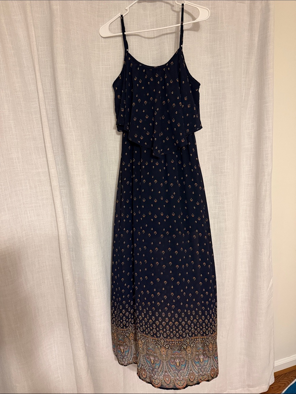 Xhilaration Navy Maxi Dress with Paisley Border